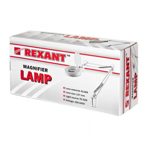 картинка Лупа на струбцине круглая 8D с подсветкой,  ø127мм,  белая (8066D-1) REXANT от магазина Сантехстрой