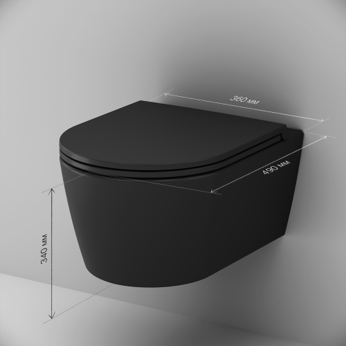 картинка C8F1700MBSC Func подвесной унитаз 49 см FlashClean с сиденьем микролифт, черн мат от магазина Сантехстрой