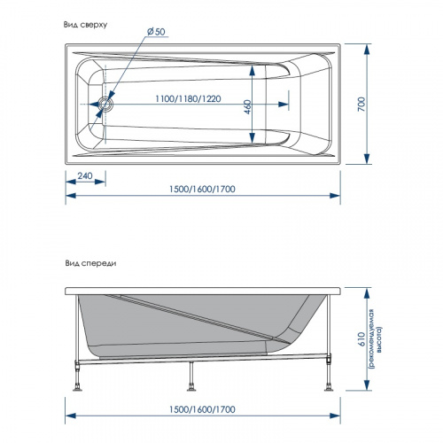 картинка Ванна акриловая Loranto CALGARY 1500х700 от магазина Сантехстрой