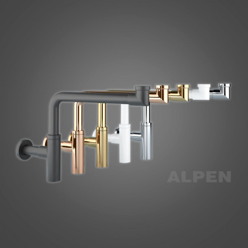 картинка Металлический сифон для раковины 2040322 ALPEN (матовый белый) от магазина Сантехстрой
