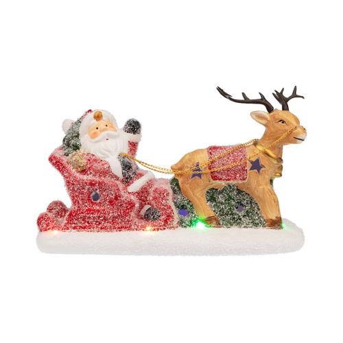 картинка Керамическая фигурка Дед Мороз в санях 30,5х12,2х17,2 см от магазина Сантехстрой