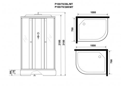 картинка Душевая кабина Niagara p100/70/26l/mt от магазина Сантехстрой