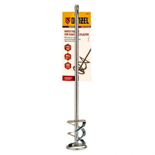 картинка Миксер для красок и штукатурных смесей, 60 х 400 мм, оцинкованный, хвостовик SDS Plus Denzel от магазина Сантехстрой