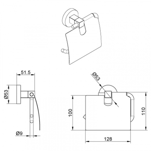 картинка Бумагодержатель с крышкой AZARIO NESSY, хром (AZ-73110) от магазина Сантехстрой