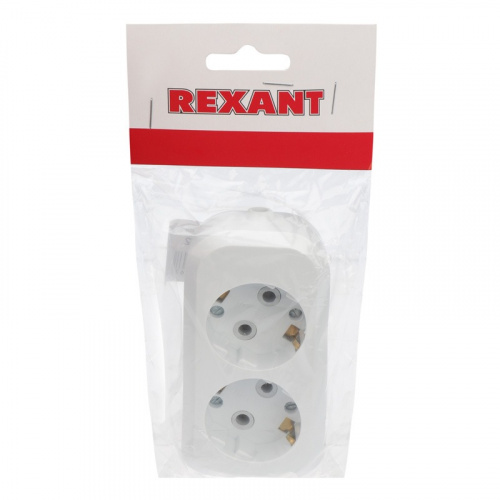 картинка Колодка 2 гнезда с заземлением REXANT от магазина Сантехстрой