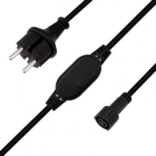 картинка Шнур питания для гирлянды Дюраплей,  4А,  подключение до 200м,  черный каучук,  230 В от магазина Сантехстрой