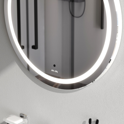 картинка M85AMOX0651WG Универсальное зеркало с контурной LED-подсветкой, ИК- сенсором, круглое, 65 см от магазина Сантехстрой