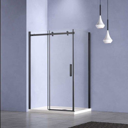 картинка Душевой уголок Como-N VSR-4CN8014CLB, 1400*800, черный, стекло прозрачное от магазина Сантехстрой