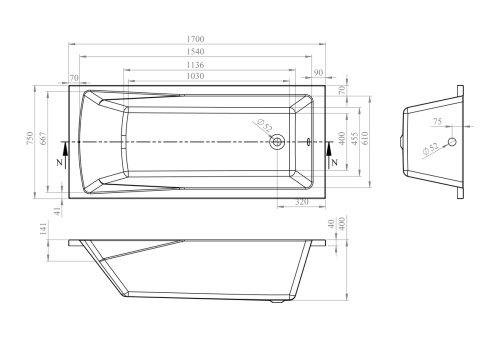 картинка Акриловая ванна Lavinia Boho One 37010075 170x75 от магазина Сантехстрой