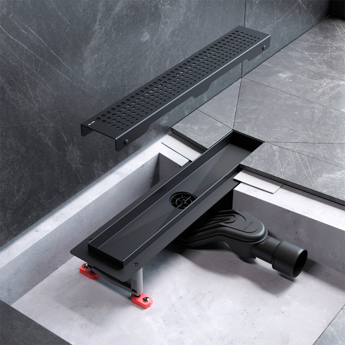 картинка W01SC-P11-040-01BM MasterFlow Трап для душа линейный универс затвор Cut Gradient 40см цвет черн мат от магазина Сантехстрой