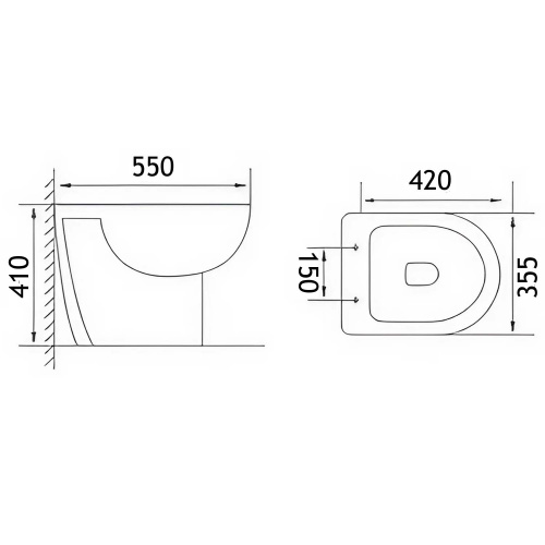 картинка Унитаз подвесной Loranto Fredo 355х550х410 безободковый, с быстросъемным сиденьем микролифт (CS-WH8005) от магазина Сантехстрой