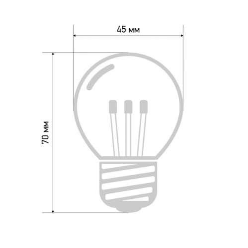 картинка Лампа шар e27 6 LED Ø45мм - ТЕПЛЫЙ БЕЛЫЙ,  прозрачная колба,  эффект лампы накаливания от магазина Сантехстрой