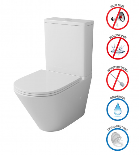 картинка Унитаз GR-4449SQ (670*380*850) напольный,безободковый, СМЫВ ТОРНАДО БЕСШУМНЫЙ, 2 места от магазина Сантехстрой