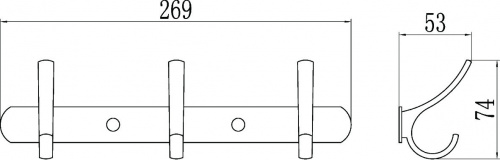 картинка Планка с крючками (3 крючка) Savol (S-004253) от магазина Сантехстрой