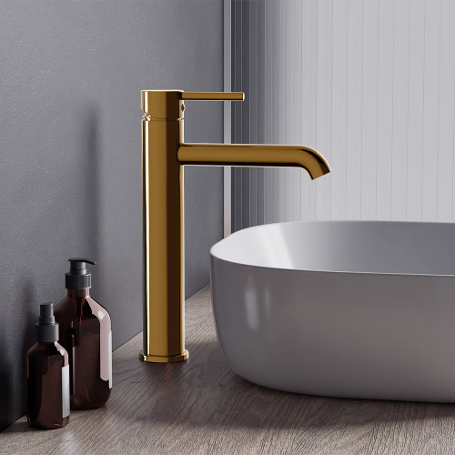 картинка 360250600 Scandinavian Pure, смеситель для раковины высокий, золото от магазина Сантехстрой