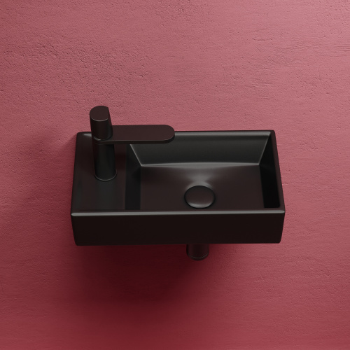 картинка CN6051RMB Умывальник подвесной прямоугольный (чаша справа, отверстие под смеситель слева) цвет чёрны от магазина Сантехстрой