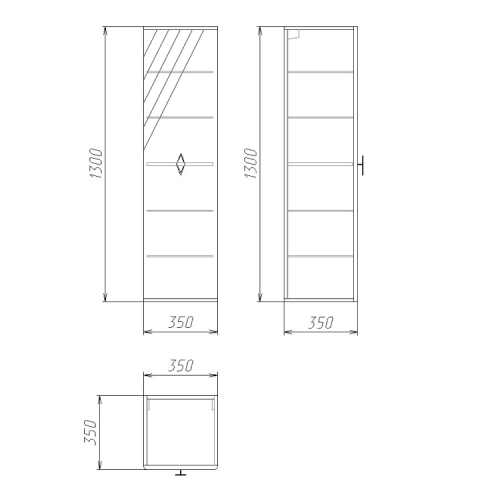 картинка Пенал подвесной "ВИВА-35 см" универсальный, белый глянец от магазина Сантехстрой