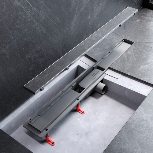 картинка W02SC-U11-080-04SB PrimeFlow Трап для душа линейный универс затвор Tile 80см цвет сталь мат от магазина Сантехстрой