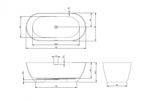 картинка Ванна из искусственного камня Riho Bilbao 170x80 B118001105 (BS1000500000000) без гидромассажа от магазина Сантехстрой