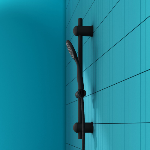 картинка D0108000BL Comfort душевой комплект, ручной душ 1F, стойка 600 мм, черный от магазина Сантехстрой