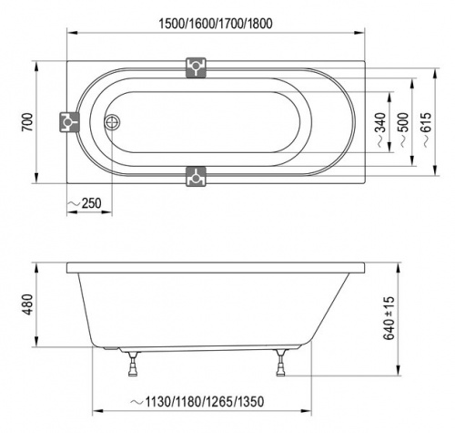 картинка Ванна RAVAK SONATA II 150х70, белая C633R00000 от магазина Сантехстрой