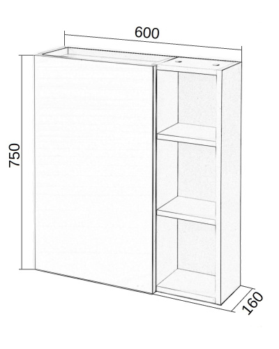 картинка Orange Sistema ST-60ZSW Шкаф зеркальный универсальный, белый от магазина Сантехстрой