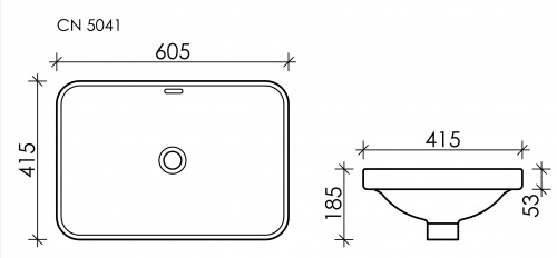 картинка CN5041 Умывальник прямоугольный встраиваемый сверху в столешницу Element 605*415*185мм от магазина Сантехстрой