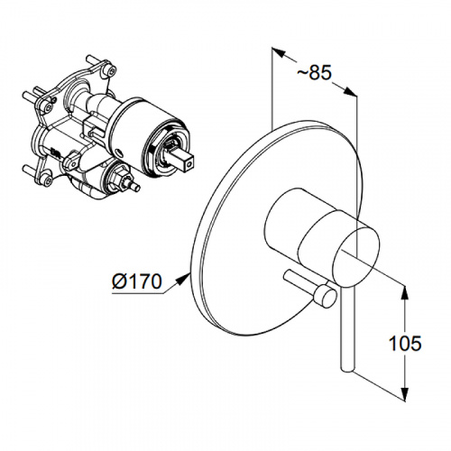 фото смеситель для ванны и душа kludi bozz встраиваемый, внешняя часть, черный матовый (386503976)