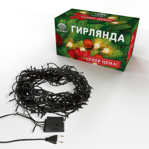 картинка Гирлянда светодиодная универсальная 200 LED БЕЛЫЕ 20 метров,  с контроллером от магазина Сантехстрой