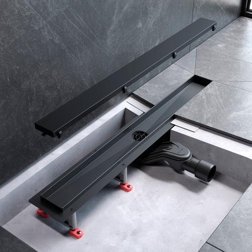 картинка W01SC-U11-070-04BM MasterFlow Трап для душа линейный универс затвор Tile 70см цвет черн мат от магазина Сантехстрой