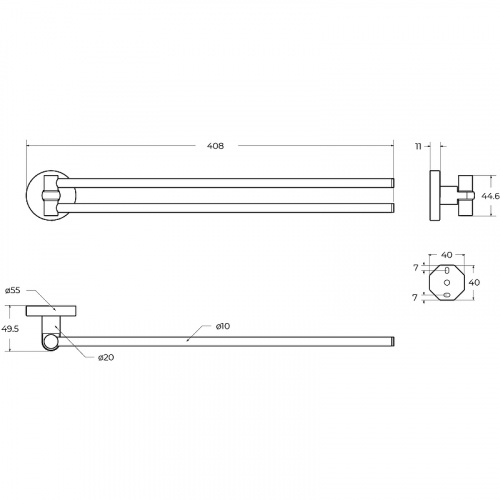 картинка Полотенцедержатель Cezares Relax RELAX-THD-S-NOP двойной поворотный Черный матовый от магазина Сантехстрой