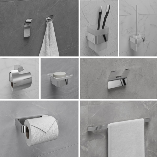 картинка Стакан для зубных щёток Lemark SMOOTH LINE с держателем, хром (9731013) от магазина Сантехстрой