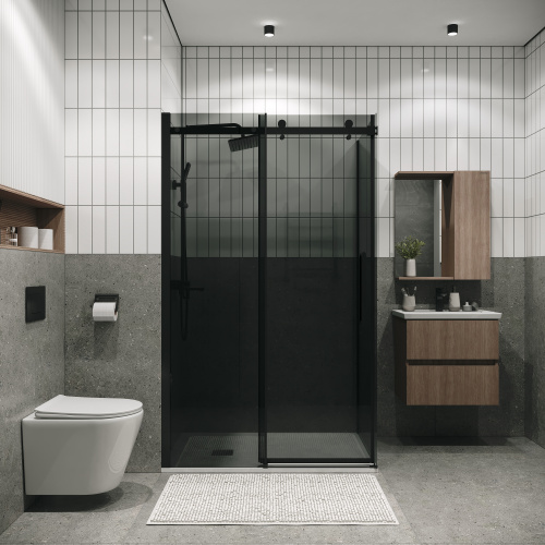 картинка Душевое ограждение Grossman Classic 100.K33.04.120.21.10-200.K33.04.80.21.10 (120х80х195) раздвижная,черный матовый,стекло тонированное,2 места от магазина Сантехстрой