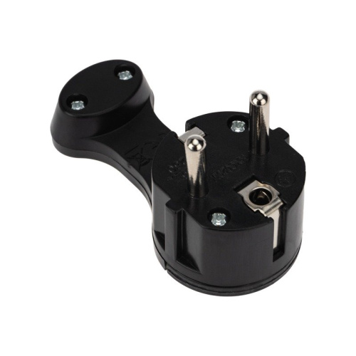 картинка Вилка Евро угловая с з/к 16 А плоская за шкаф черная REXANT от магазина Сантехстрой