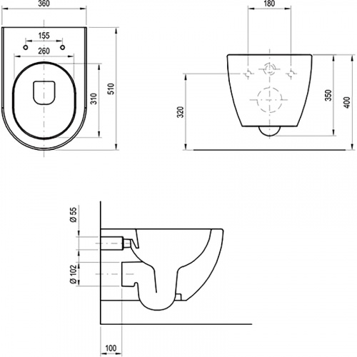 картинка Унитаз подвесной Uni Chrome RimOFF (безободковый) ЧЕРНЫЙ от магазина Сантехстрой