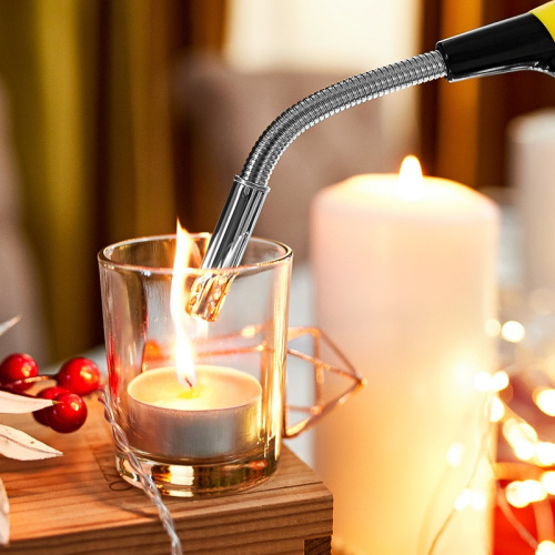 картинка Бытовая газовая пьезозажигалка с классическим пламенем многоразовая (1 шт. ) желтая СК-302W с гибким стержнем СОКОЛ от магазина Сантехстрой