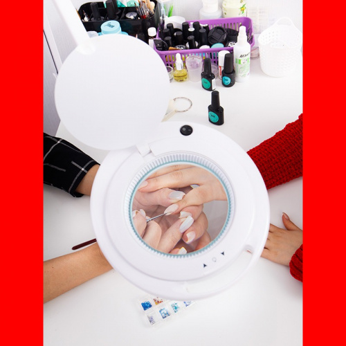 картинка Лупа на струбцине круглая 3D с подсветкой 60 SMD LED,  сенсорный регулятор яркости,  ø120мм,  белая (6017-8,BO) REXANT от магазина Сантехстрой