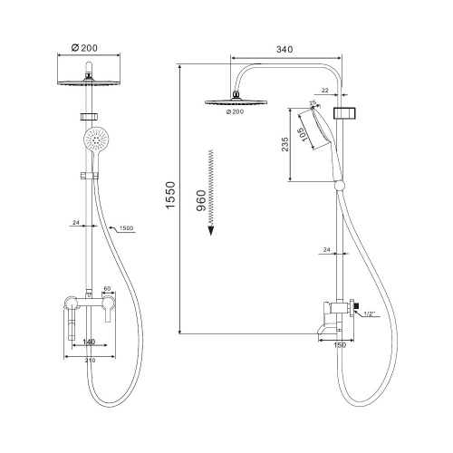 картинка Душевая система D-Lin D10A16, хром от магазина Сантехстрой
