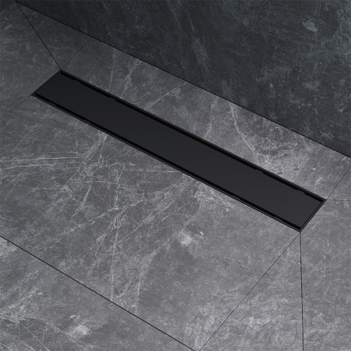 картинка W02SC-U11-050-04BM PrimeFlow Трап для душа линейный универс затвор Tile 50см цвет черн мат от магазина Сантехстрой