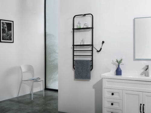 картинка Электрический полотенцесушитель Black&White Universe N-337В 40х101 337BN с полкой Черный матовый от магазина Сантехстрой