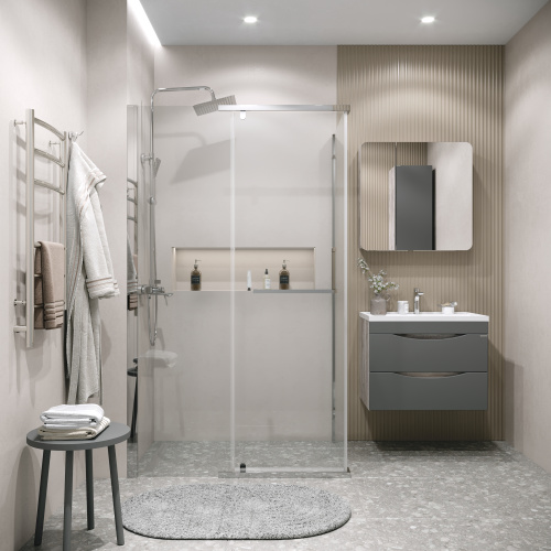 картинка Боковая стенка Grossman Pragma 200.K33.03.80.10.00 (80х195) хром,стекло прозрачное, 1 место от магазина Сантехстрой