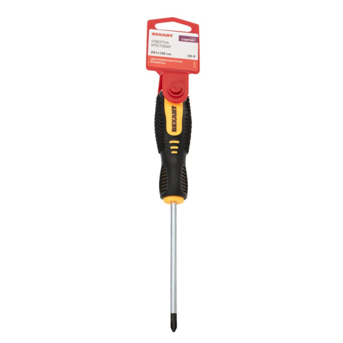 картинка Отвертка крестовая PH1х100мм,  двухкомпонентная рукоятка REXANT от магазина Сантехстрой