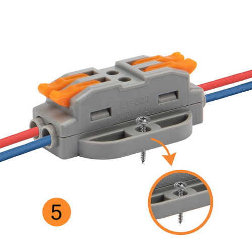 картинка Клемма СМК 222-422P проходная 2 полюса,  с монтажной площадкой (0,08-4 мм²),  серая (50 шт. /уп. ) REXANT от магазина Сантехстрой