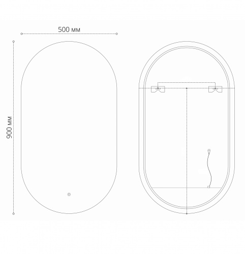 картинка Зеркало NERO-промо BLACK (500*900*45) LED с сенсорным выключателем от магазина Сантехстрой