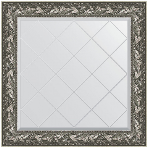 картинка Зеркало Evoform Exclusive-G 89х89 BY 4329 с гравировкой в багетной раме - Византия серебро 99 мм от магазина Сантехстрой