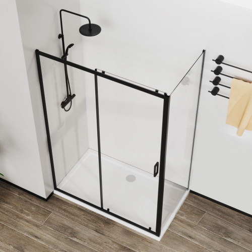 картинка Душевой уголок City VSR-5CT9011CLB, 1100*900, черный, стекло прозрачное от магазина Сантехстрой