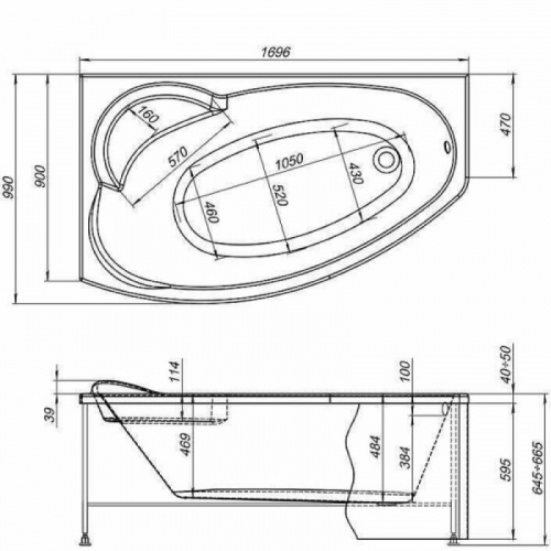 картинка Акриловая ванна Aquanet Jersey 310243 170х90 левая белый от магазина Сантехстрой