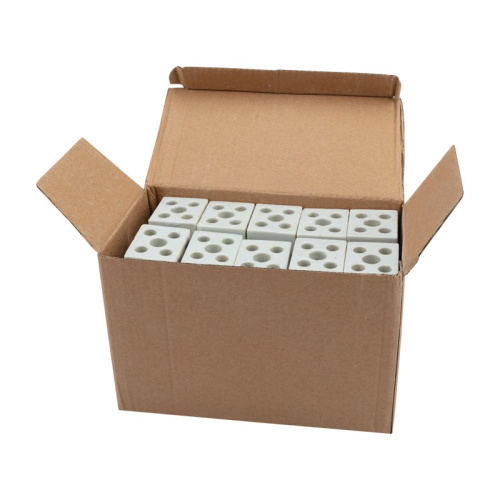 картинка Клемма керамическая винтовая КВ 12 мм² 2 пары контактов с крепежным отверстием (50 шт. /уп. ) REXANT от магазина Сантехстрой