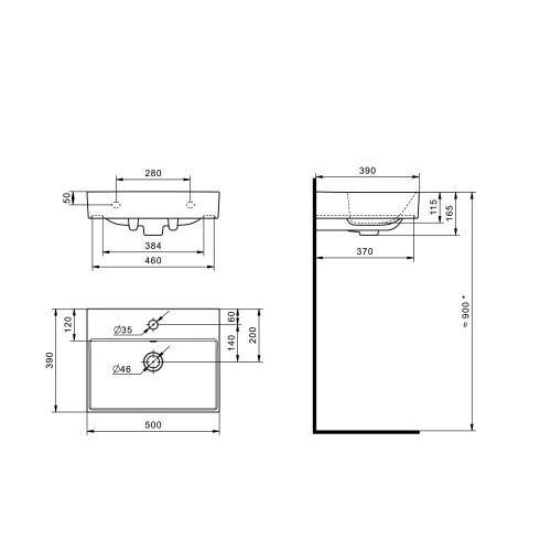 картинка Раковина мебельная Roca Oleta 50х39 см, фарфор (7.3274.C.300.Y) от магазина Сантехстрой