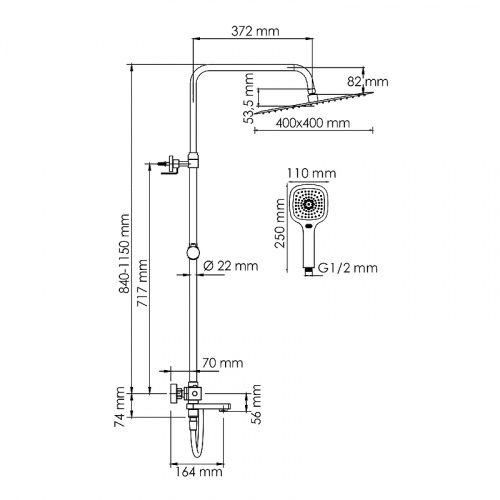 картинка Душевая система WasserKRAFT A199.119.065.087.CH Thermo с термостатом Хром от магазина Сантехстрой